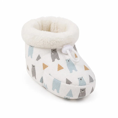 Chaussons Bébé Antidérapants Doublés Coton Chaud (Cordon Ajustable)