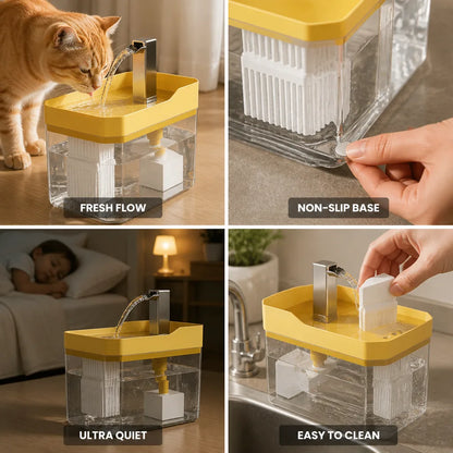 Fontaine à eau pour chat 360° circulante 1,5L (Base antidérapante)