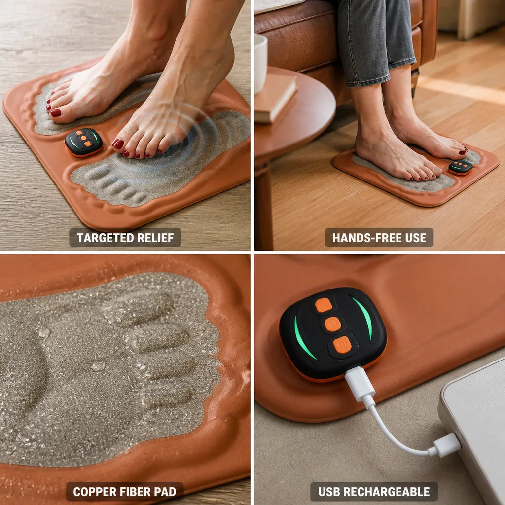 Masseur de pieds en fibre de cuivre NMES (Rechargeable USB-C)