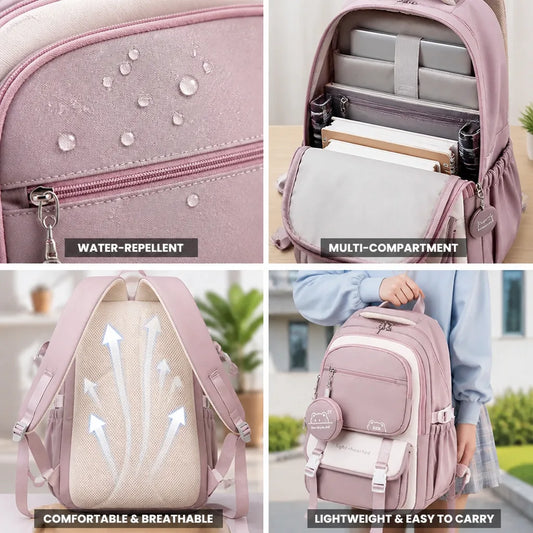 Sac à dos multi-compartiments déperlant (pour filles et ados)