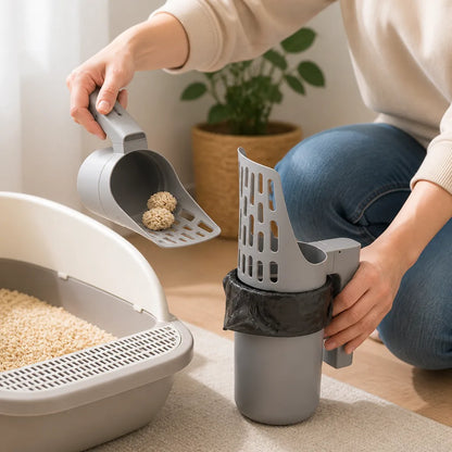 Pelle à litière hygiénique pour chat avec porte-sac intégré