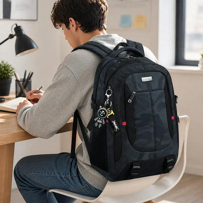 Sac à dos étudiant matelassé pour ordinateur portable, multi-compartiments et bretelles réglables