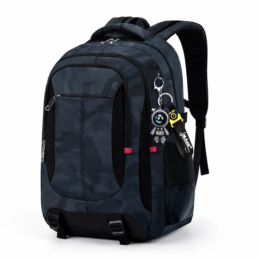 Sac à dos étudiant matelassé pour ordinateur portable, multi-compartiments et bretelles réglables