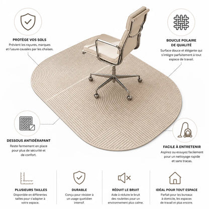 Tapis de chaise de bureau en molleton bouclé et antidérapant