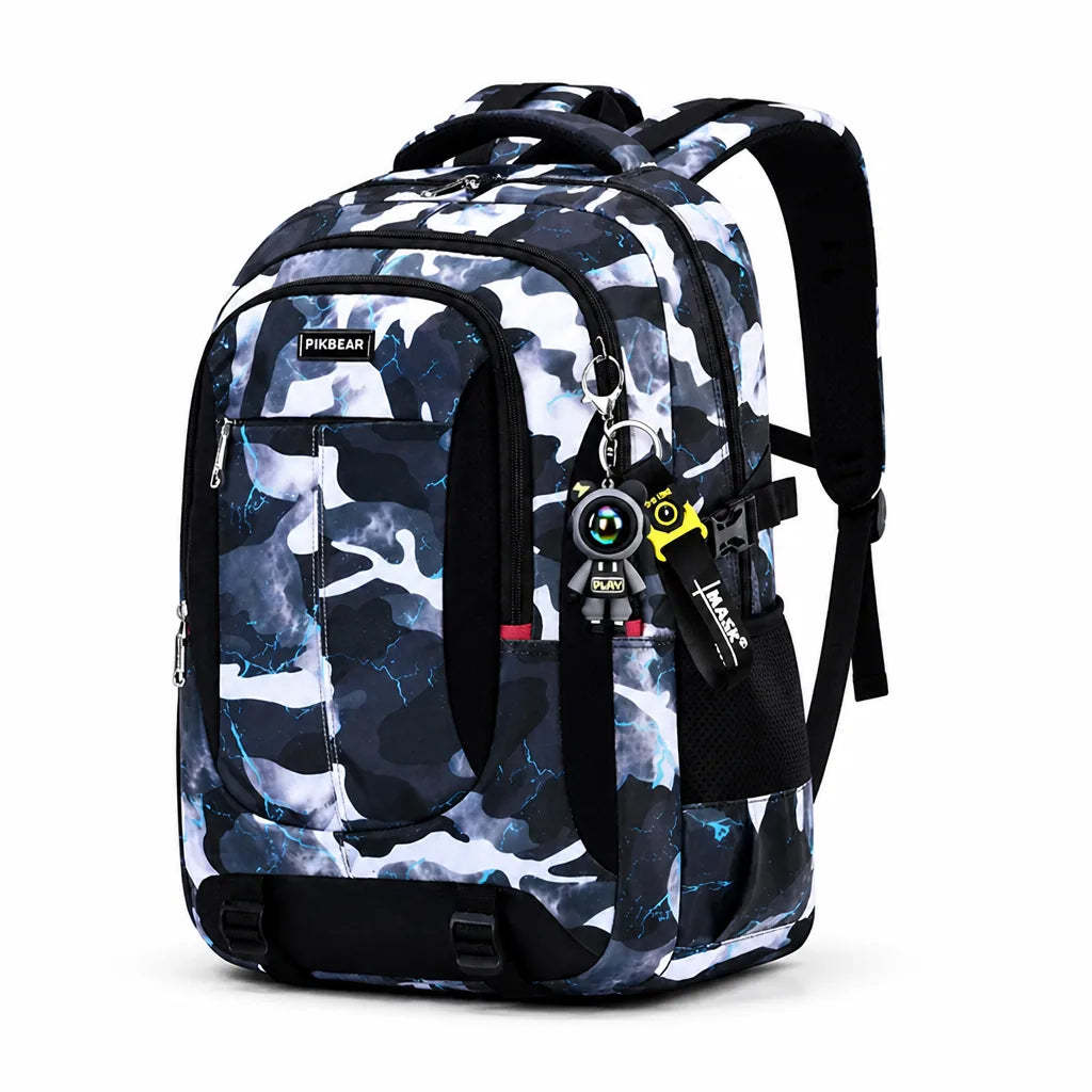 Sac à dos étudiant matelassé pour ordinateur portable, multi-compartiments et bretelles réglables