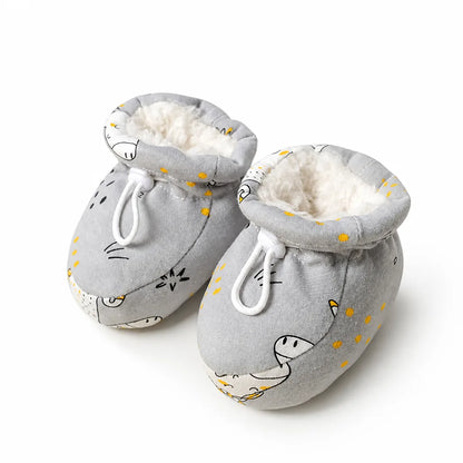 Chaussons Bébé Antidérapants Doublés Coton Chaud (Cordon Ajustable)