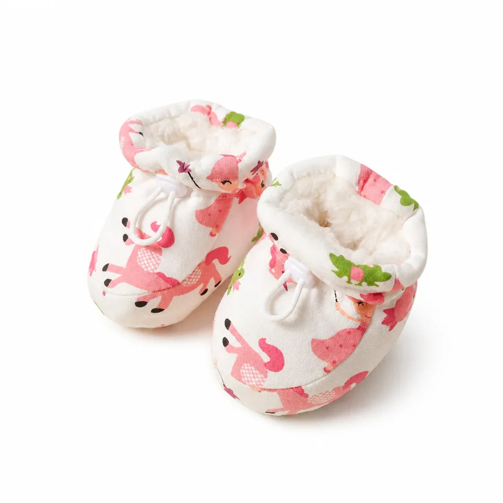 Chaussons Bébé Antidérapants Doublés Coton Chaud (Cordon Ajustable)