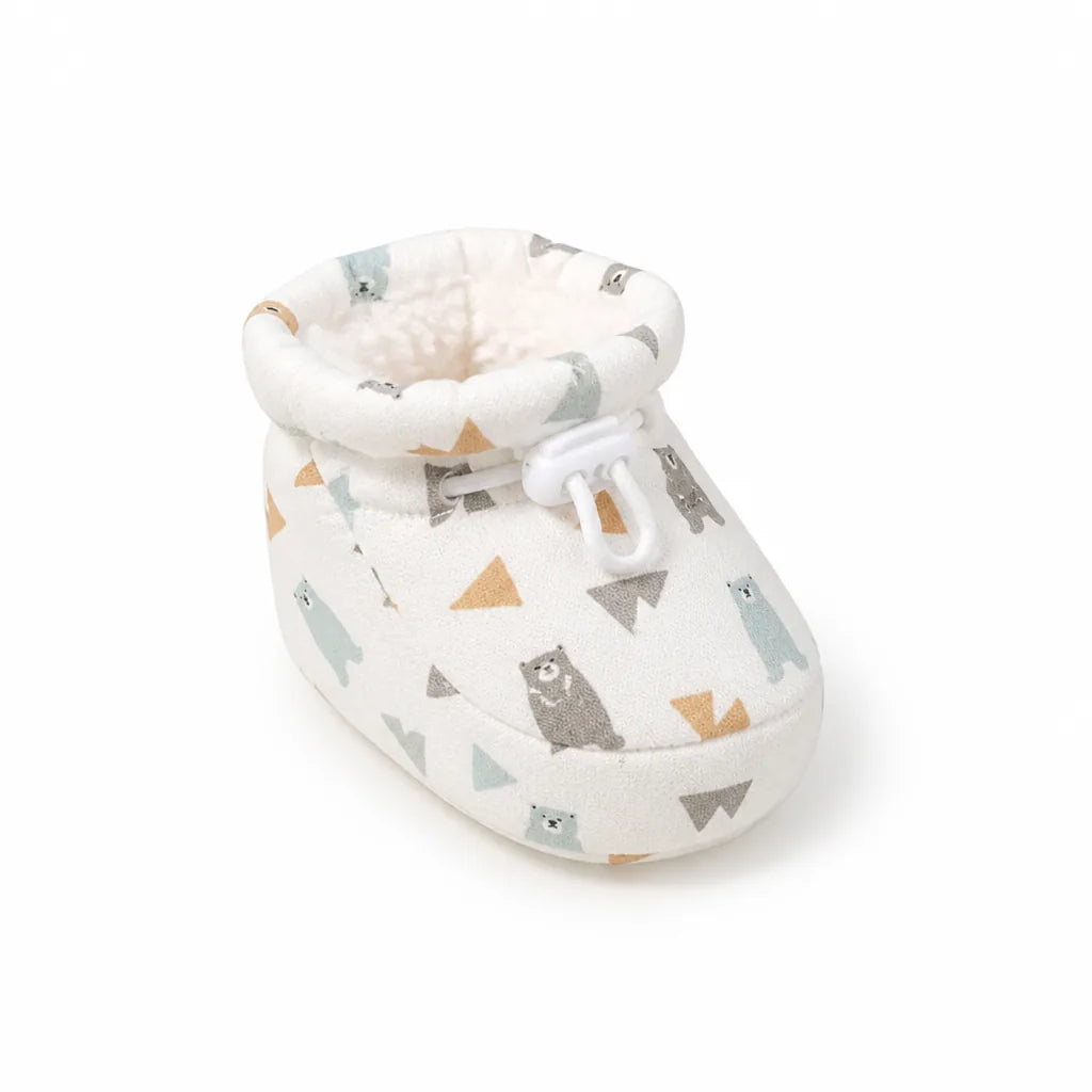 Chaussons Bébé Antidérapants Doublés Coton Chaud (Cordon Ajustable)