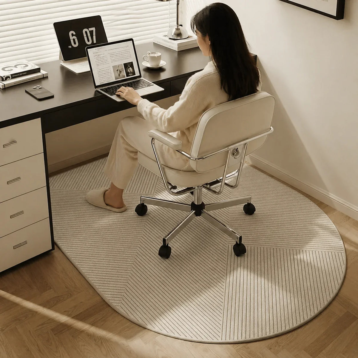 Tapis de chaise de bureau en molleton bouclé et antidérapant