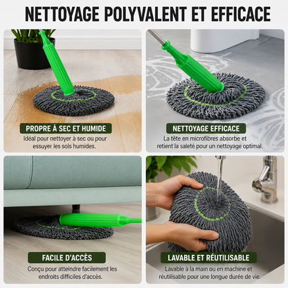 Balai microfibre 2-en-1 humide et sec pour sol
